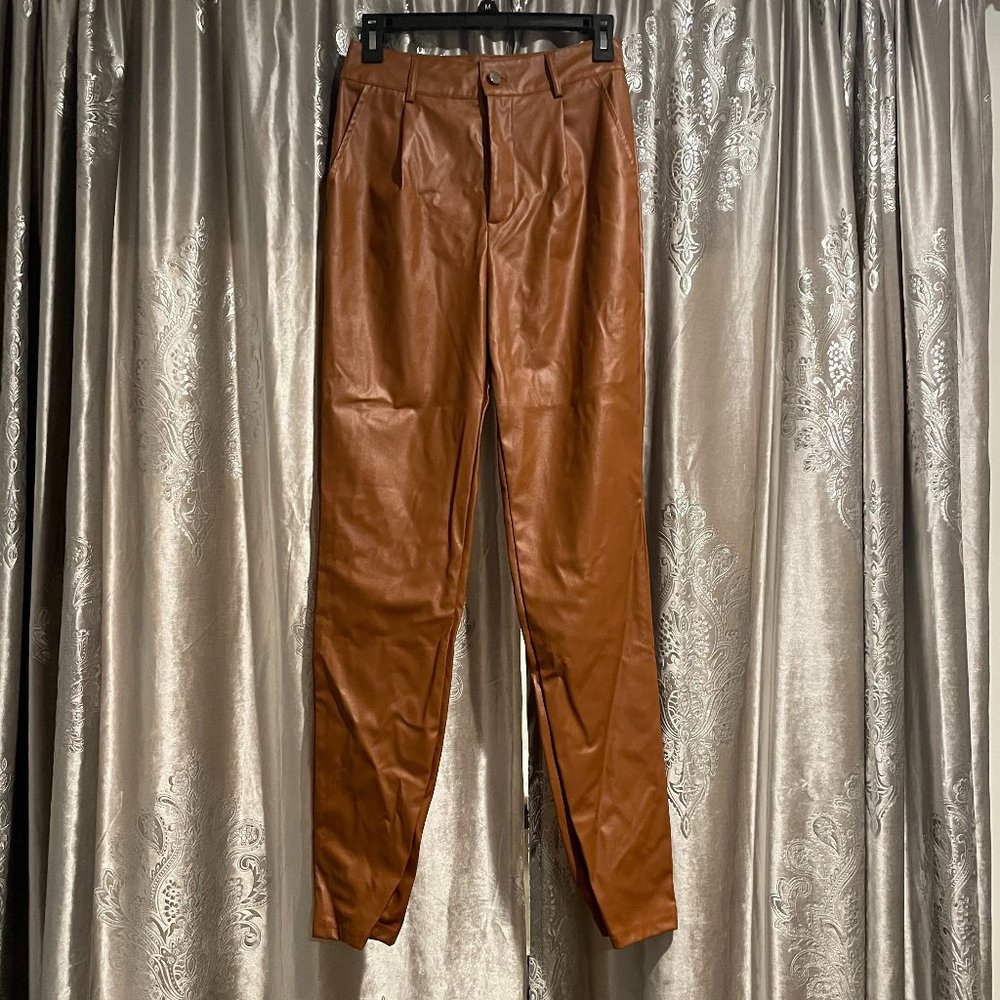 Women's SHEIN Tall Camel Leather Pants